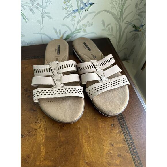 CLARKS 9.5 Sandals Kele Willow Strappy Soft Cushion Pink Slides - Picture 2 of 7